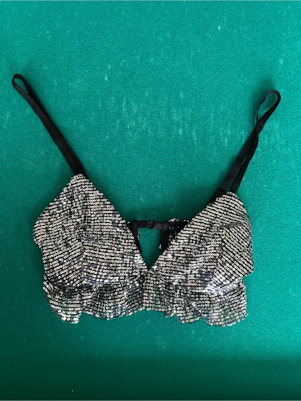 Sparkle Ruffle Bralette - Black & Silver